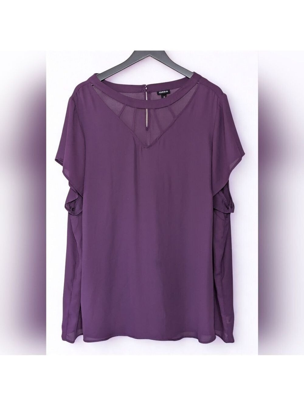 Torrid Purple Chiffon V Neck Blouse Size 4